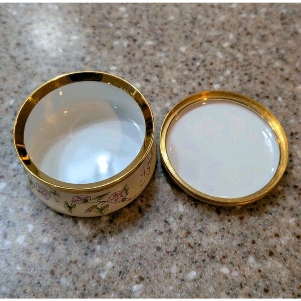 Crummles & Co. Made In England Handpainted Floral Round Enamel Trinket Pill Box - Picture 4 of 4